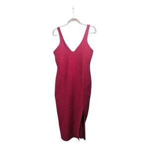 Beyond Yoga Spacedye Inspire Midi Dress Large Pink Sleeveless Active V-Neck/Back